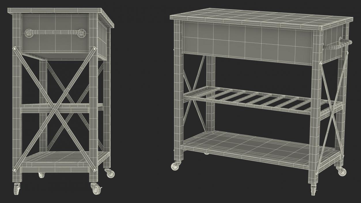 3D Kitchen Cart White model