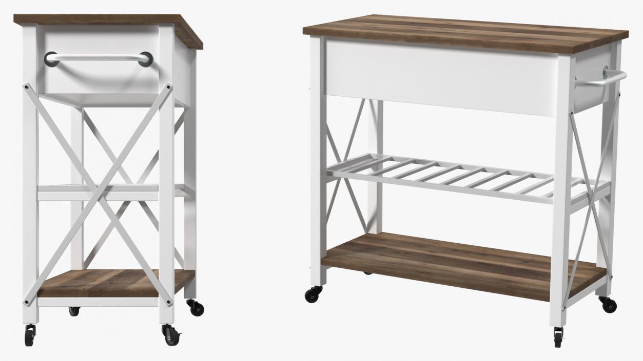 3D Kitchen Cart White model