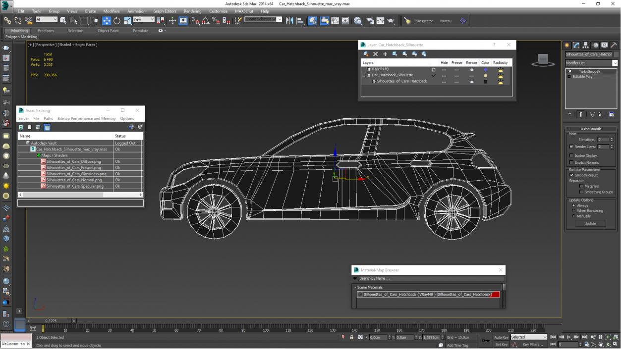 3D Car Hatchback Silhouette 2