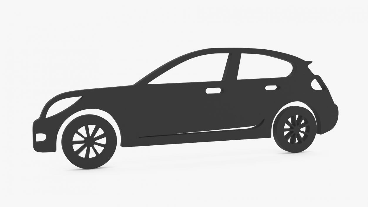 3D Car Hatchback Silhouette 2