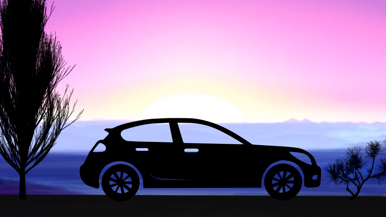 3D Car Hatchback Silhouette 2