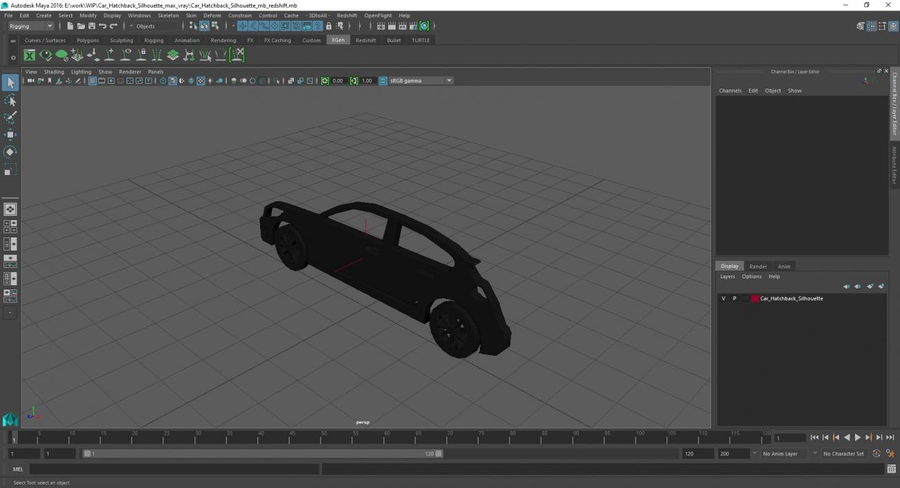 3D Car Hatchback Silhouette 2