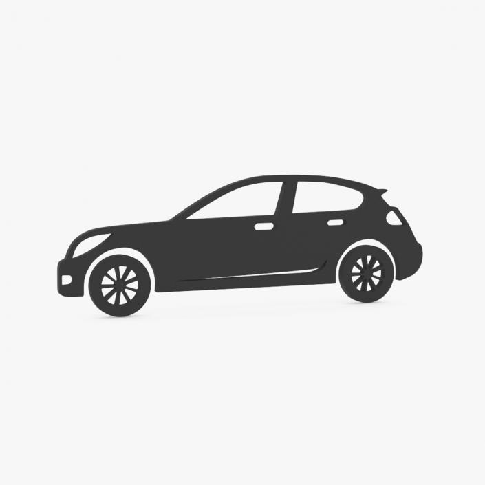 3D Car Hatchback Silhouette 2