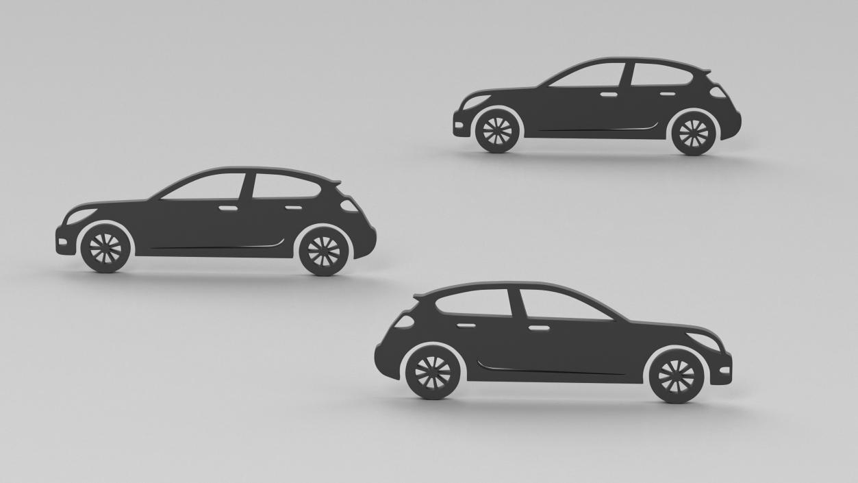 3D Car Hatchback Silhouette 2