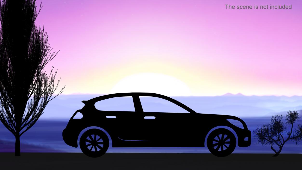 3D Car Hatchback Silhouette 2