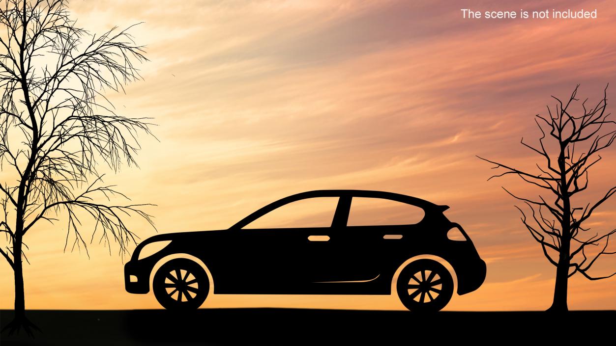 3D Car Hatchback Silhouette 2