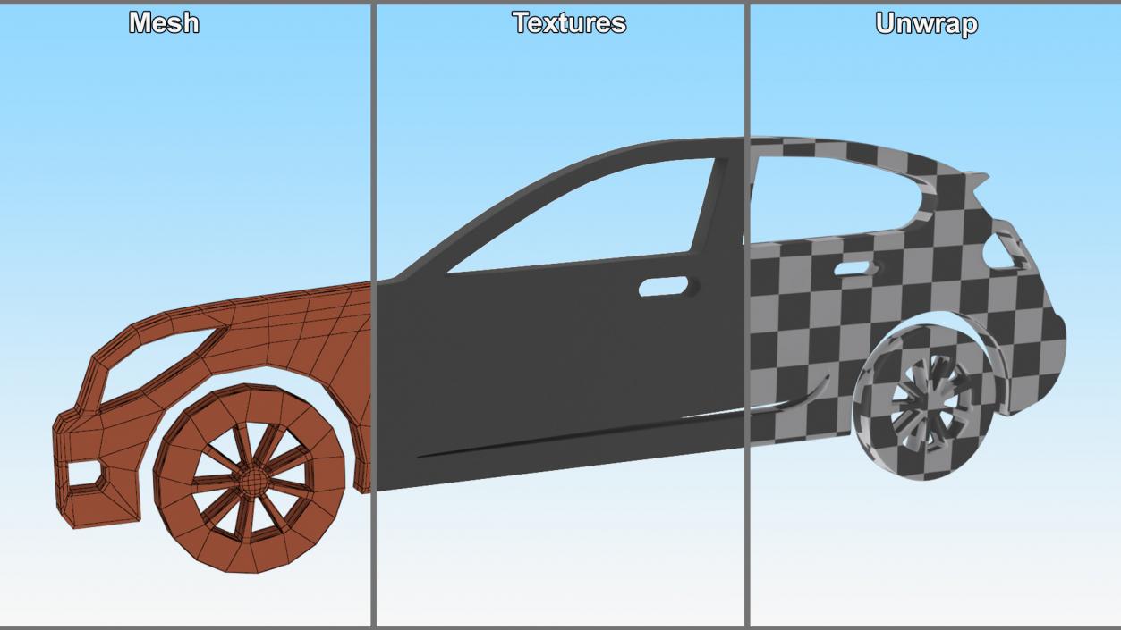 3D Car Hatchback Silhouette 2