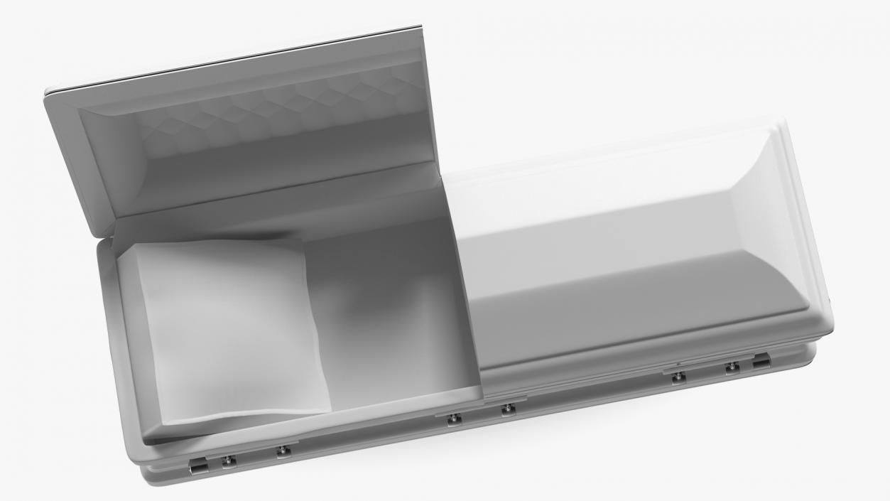 Opened White Funeral Casket 3D