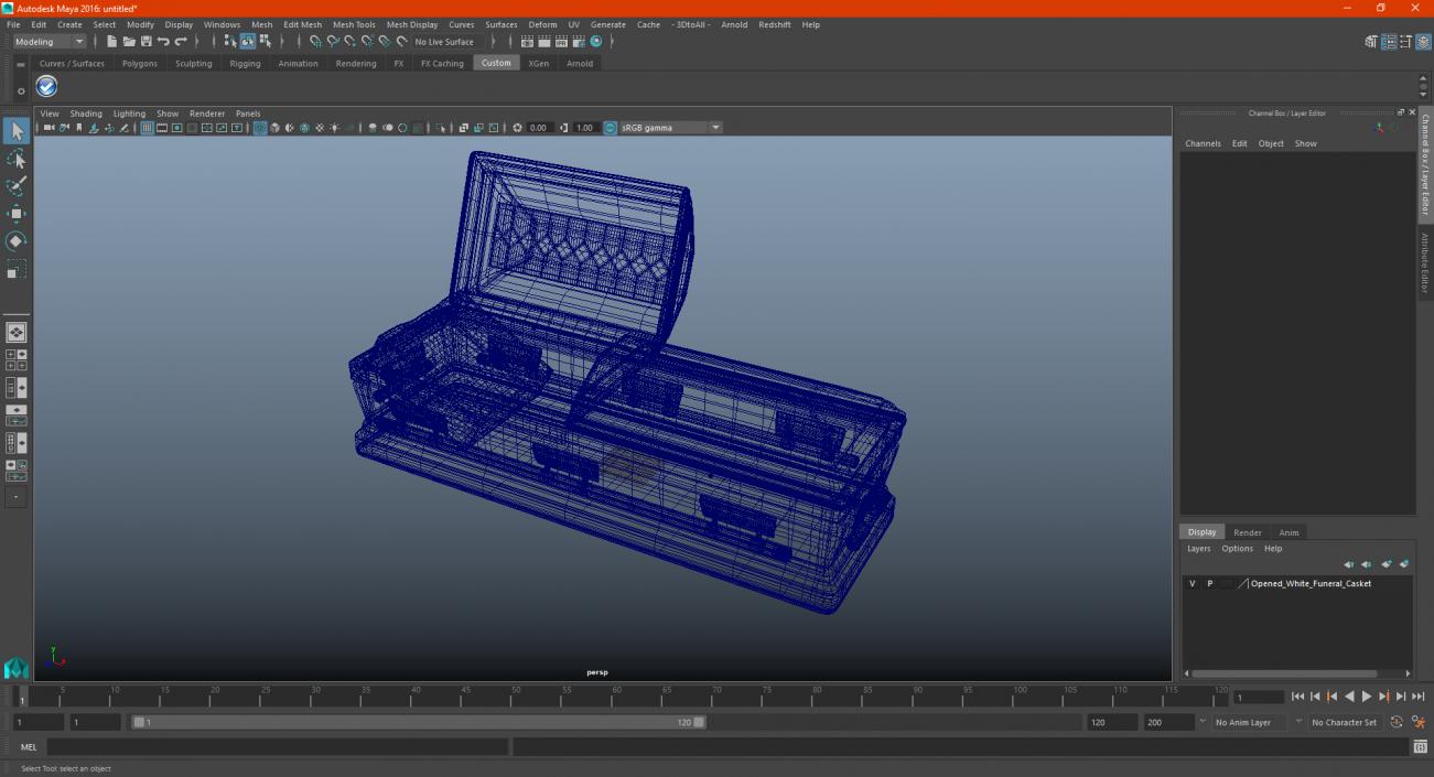 Opened White Funeral Casket 3D