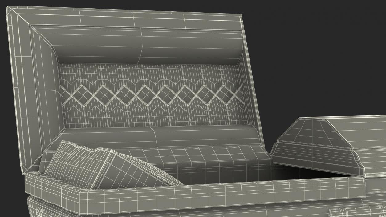 Opened White Funeral Casket 3D