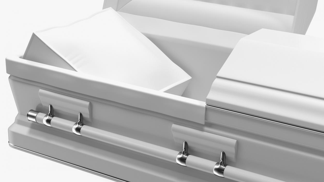 Opened White Funeral Casket 3D