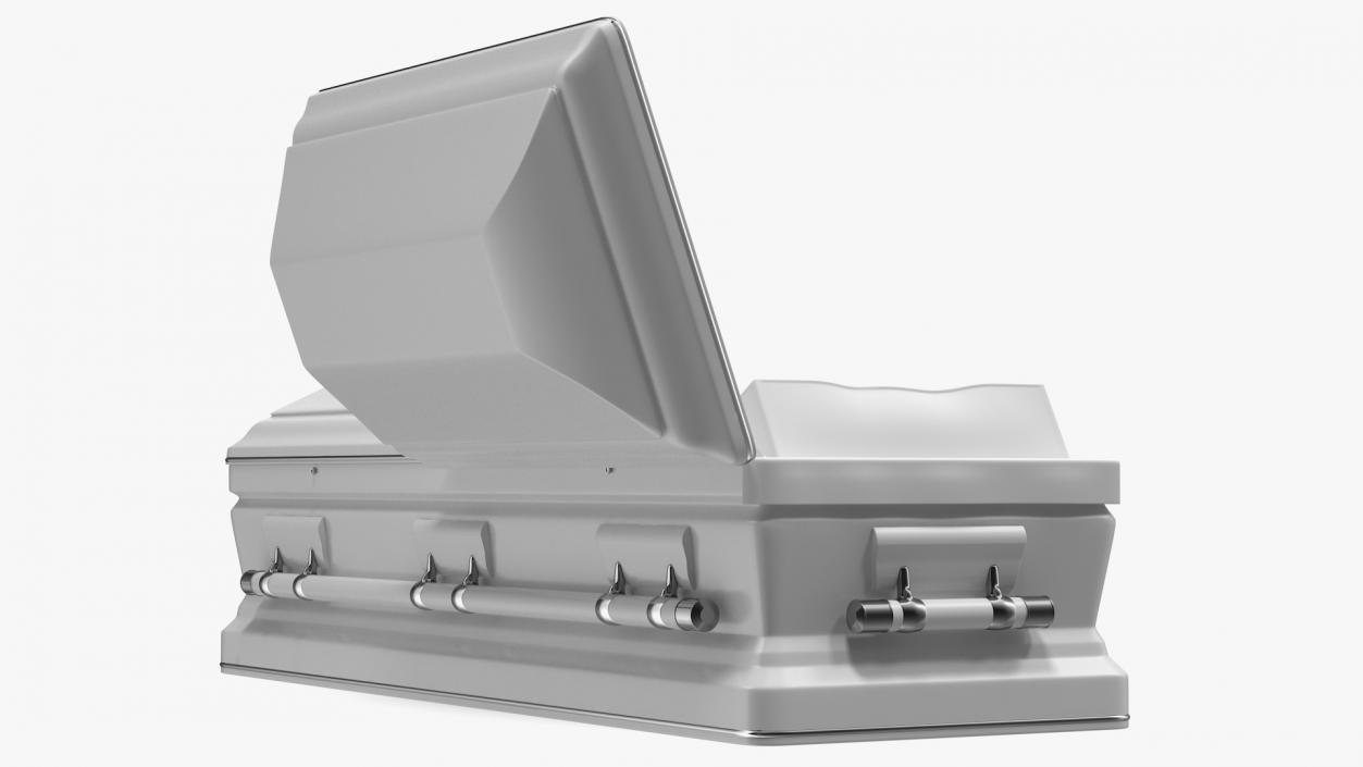 Opened White Funeral Casket 3D