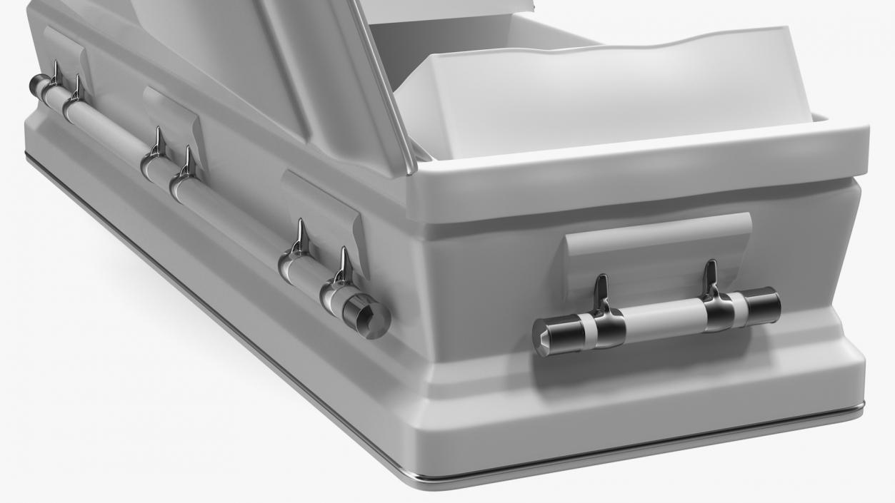 Opened White Funeral Casket 3D