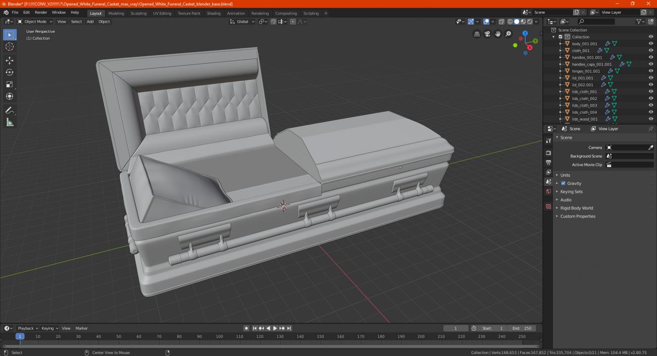 Opened White Funeral Casket 3D