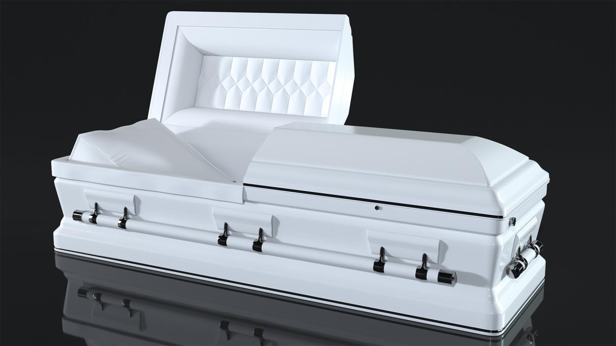 Opened White Funeral Casket 3D