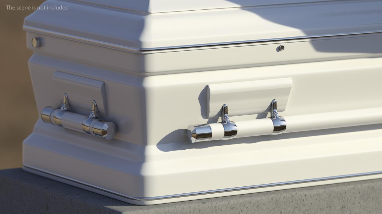 Opened White Funeral Casket 3D