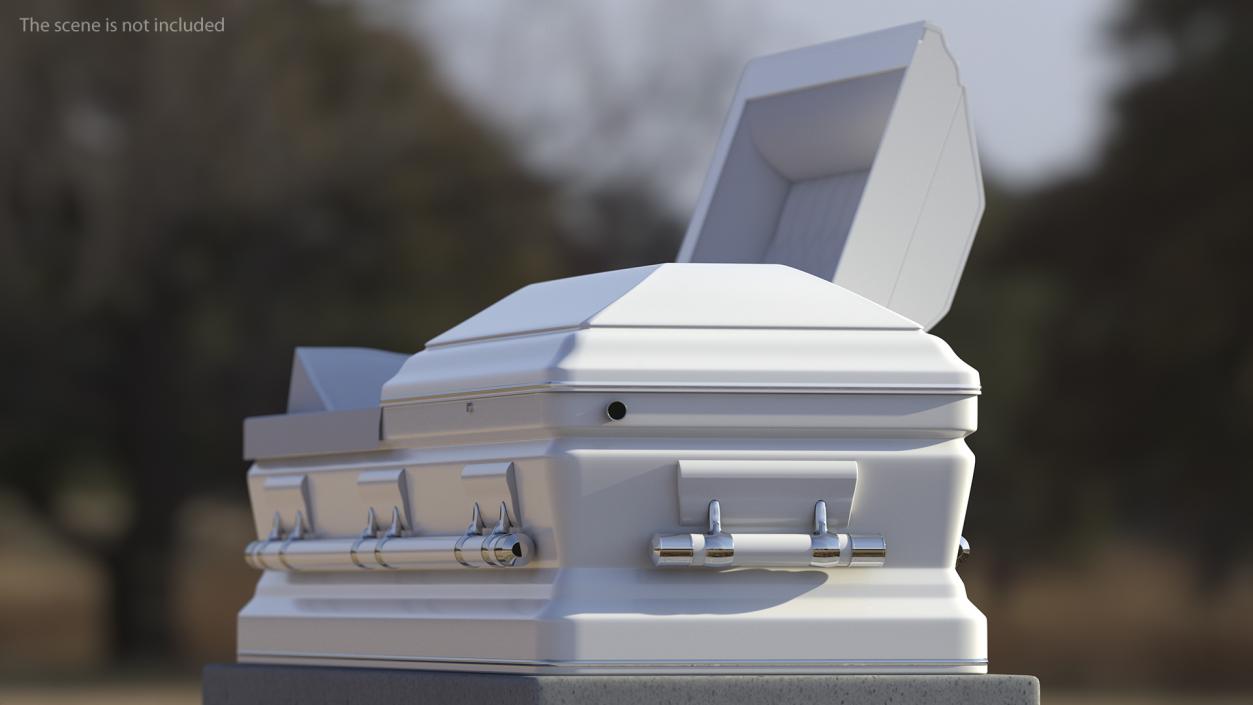 Opened White Funeral Casket 3D