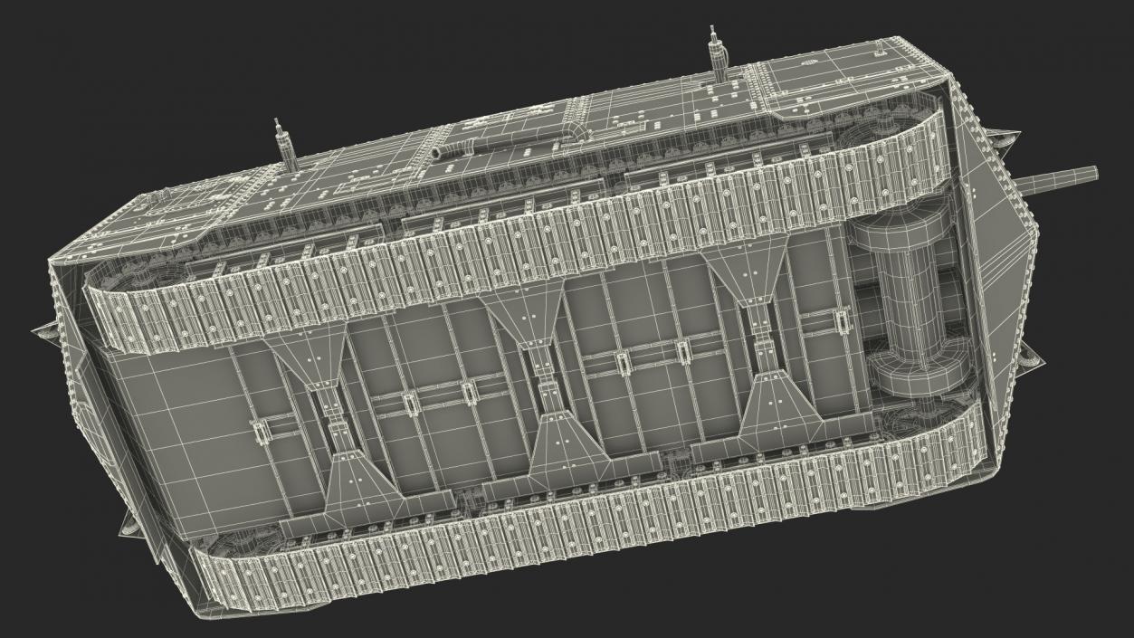 3D Sturmpanzerwagen A7V Deutscher WW1 Panzer