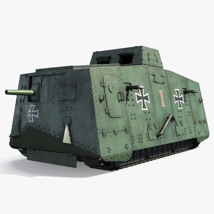 3D Sturmpanzerwagen A7V Deutscher WW1 Panzer