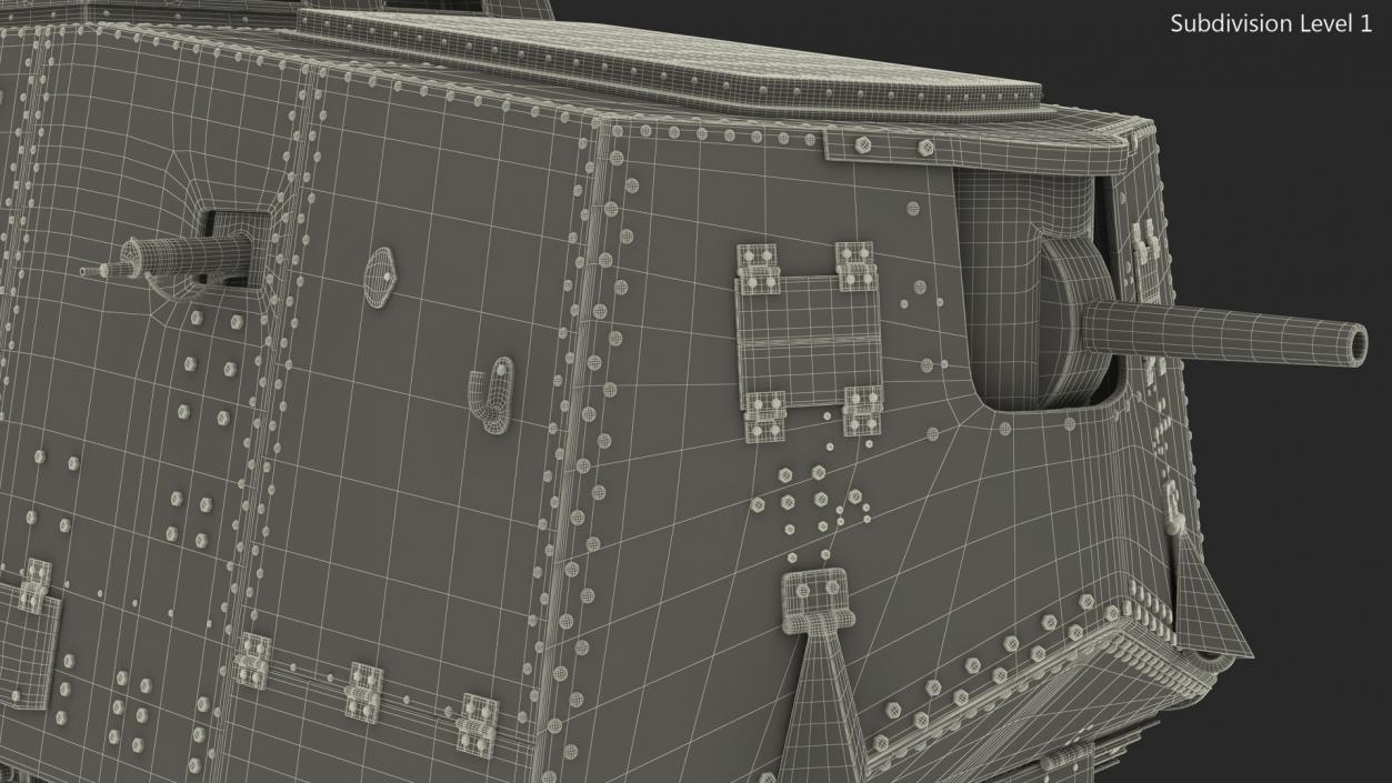 3D Sturmpanzerwagen A7V Deutscher WW1 Panzer