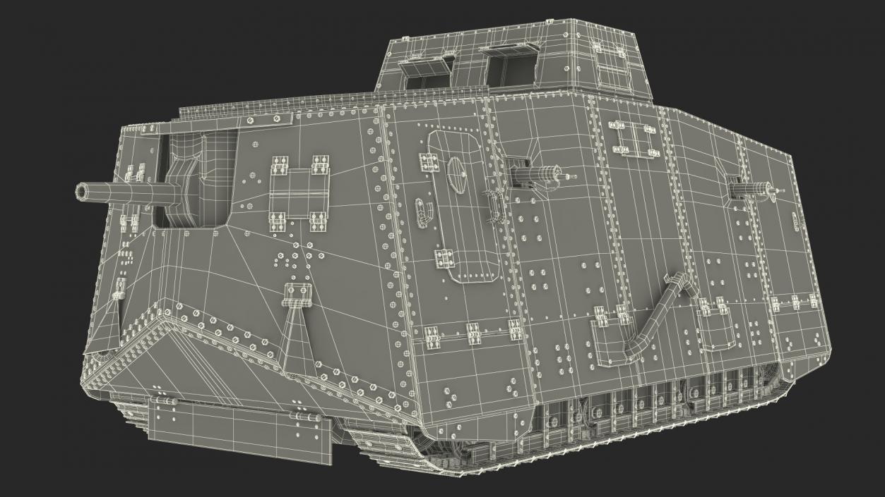 3D Sturmpanzerwagen A7V Deutscher WW1 Panzer