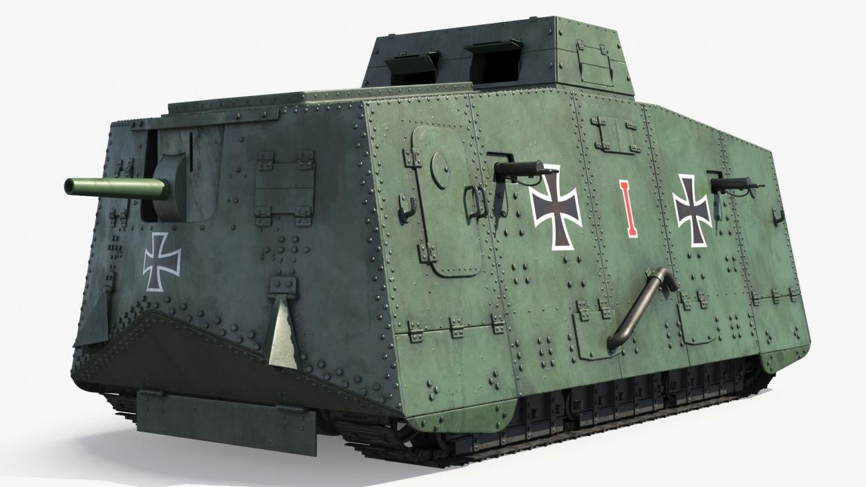 3D Sturmpanzerwagen A7V Deutscher WW1 Panzer