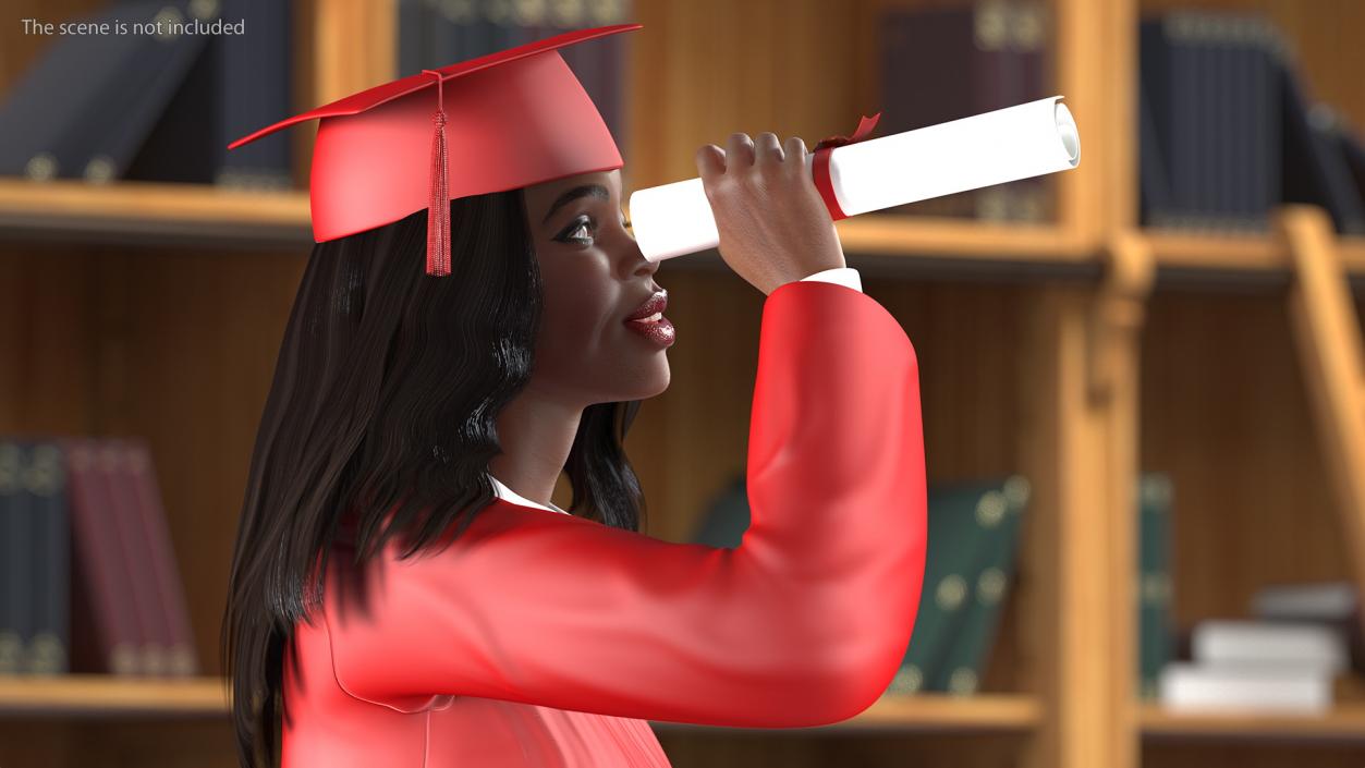 3D Dark Skin Graduation Gown Woman