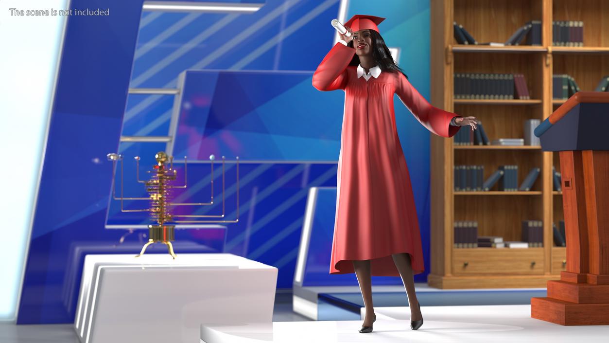 3D Dark Skin Graduation Gown Woman