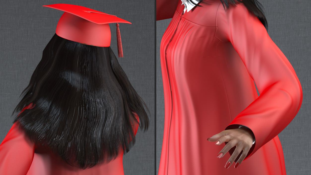 3D Dark Skin Graduation Gown Woman