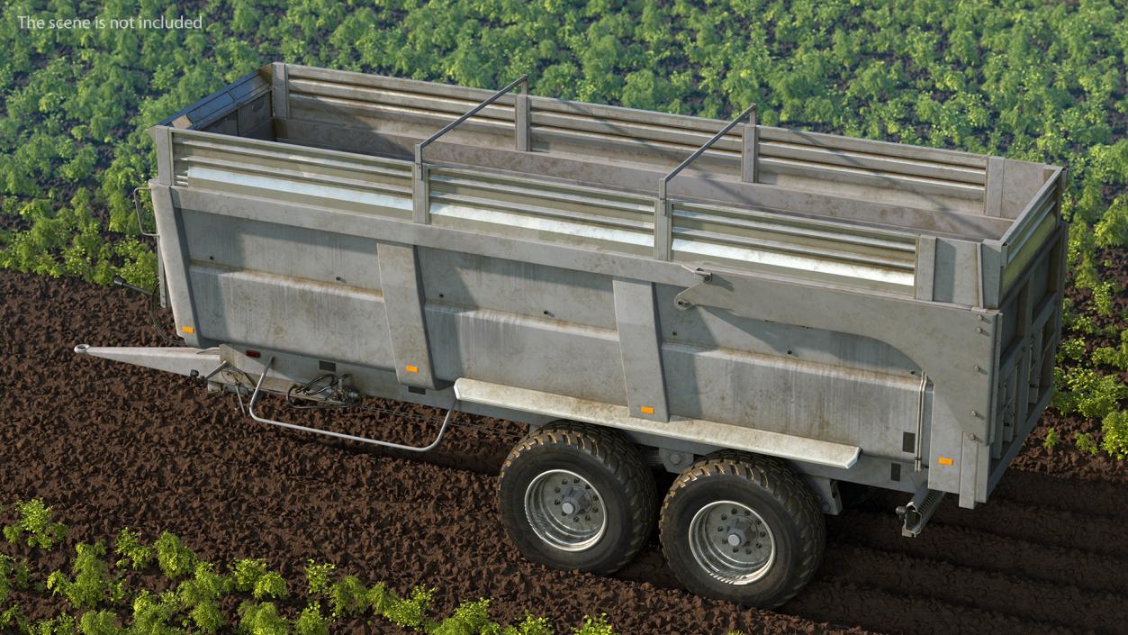 3D Agricultural Trailer Dirty Rigged model