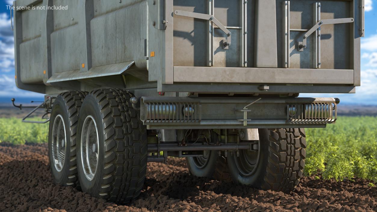 3D Agricultural Trailer Dirty Rigged model