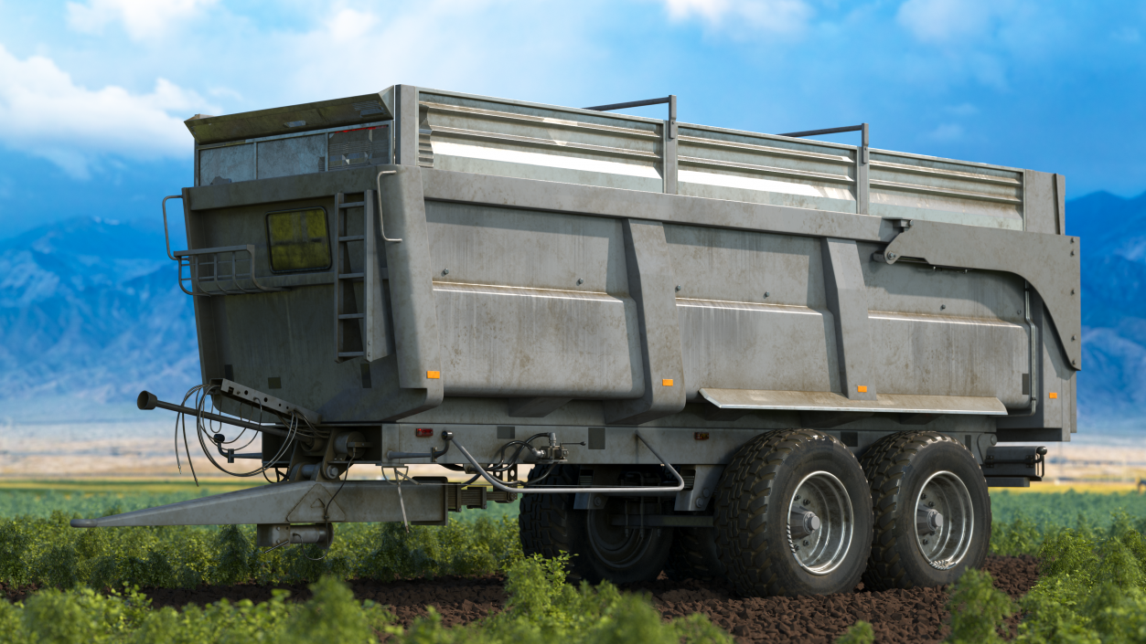 3D Agricultural Trailer Dirty Rigged model