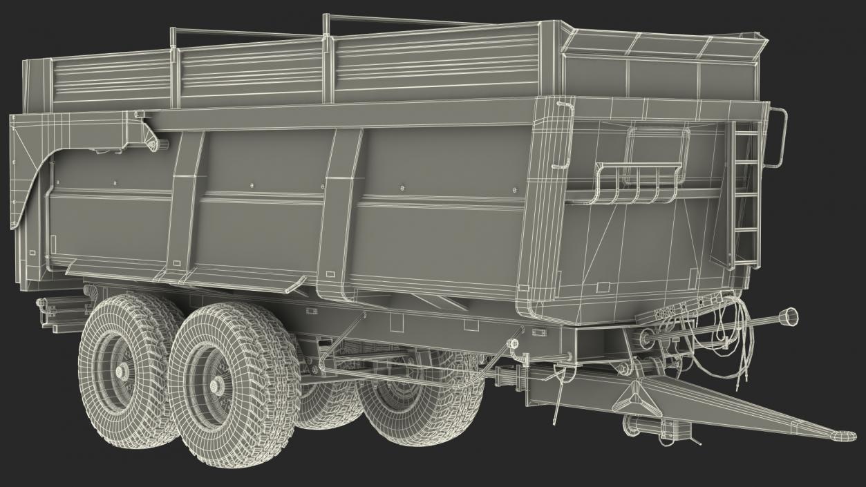 3D Agricultural Trailer Dirty Rigged model