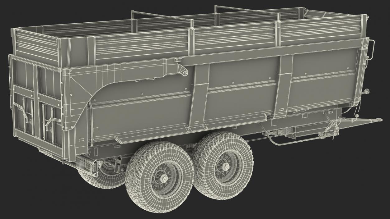 3D Agricultural Trailer Dirty Rigged model