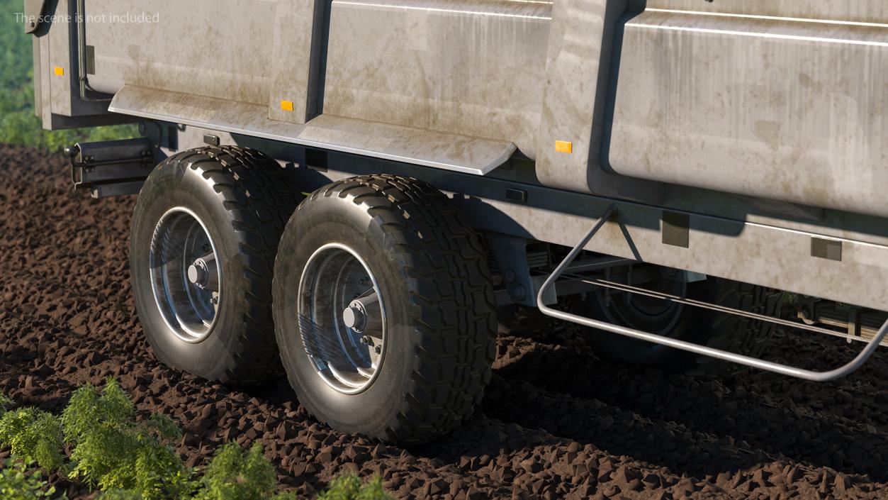 3D Agricultural Trailer Dirty Rigged model