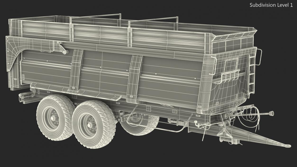 3D Agricultural Trailer Dirty Rigged model