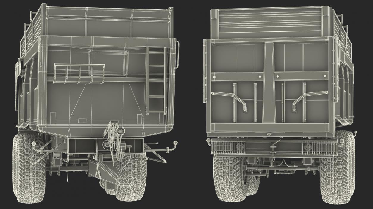 3D Agricultural Trailer Dirty Rigged model