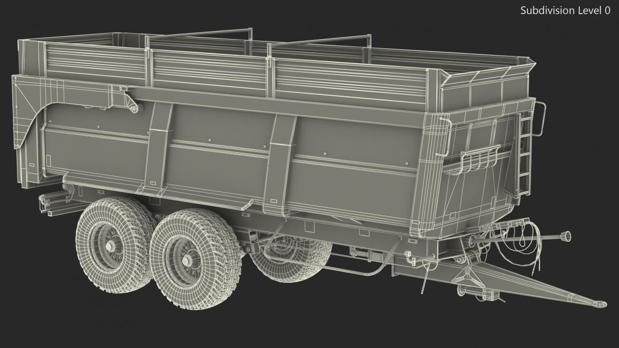 3D Agricultural Trailer Dirty Rigged model