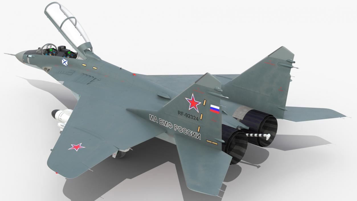 MiG 29 KUBR Tandem Aircraft Russian Navy with Armament 3D model