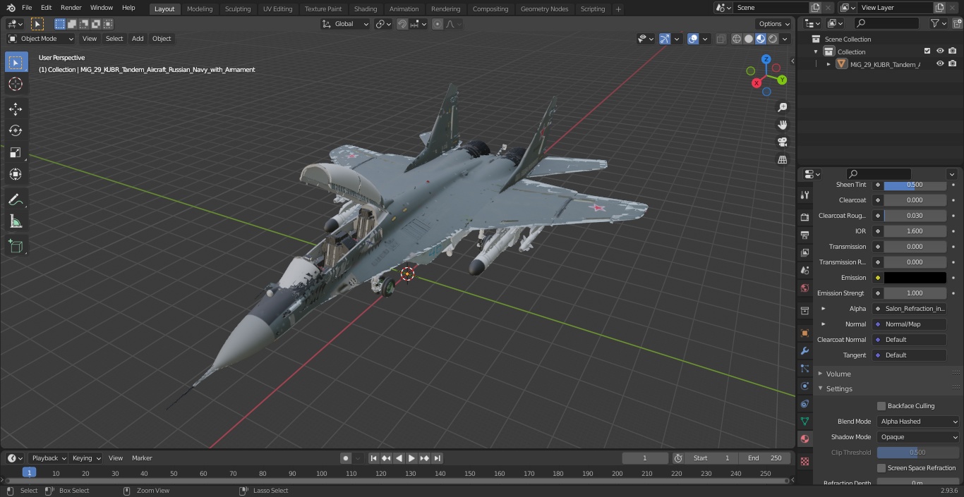 MiG 29 KUBR Tandem Aircraft Russian Navy with Armament 3D model