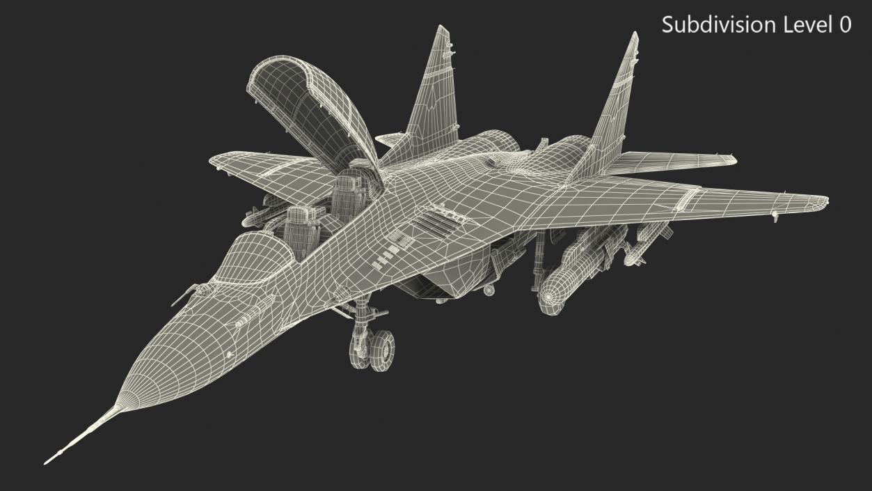 MiG 29 KUBR Tandem Aircraft Russian Navy with Armament 3D model