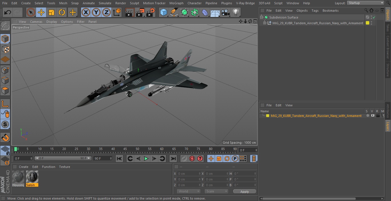 MiG 29 KUBR Tandem Aircraft Russian Navy with Armament 3D model