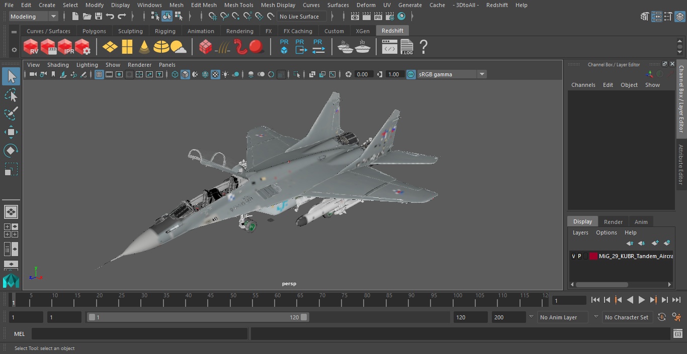 MiG 29 KUBR Tandem Aircraft Russian Navy with Armament 3D model