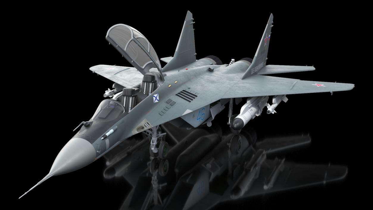 MiG 29 KUBR Tandem Aircraft Russian Navy with Armament 3D model