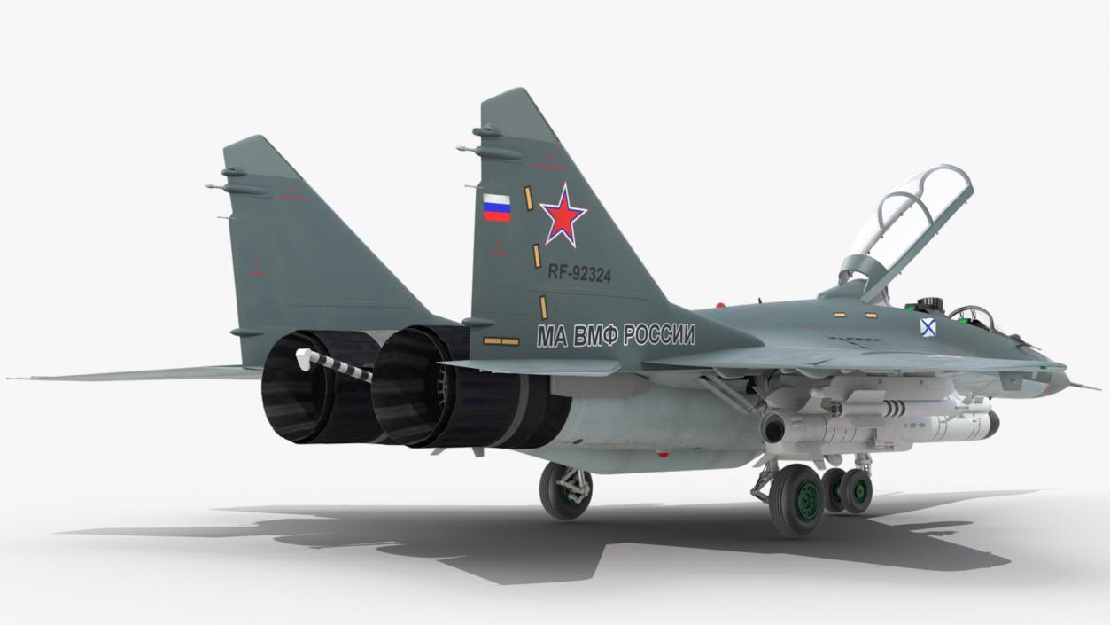 MiG 29 KUBR Tandem Aircraft Russian Navy with Armament 3D model