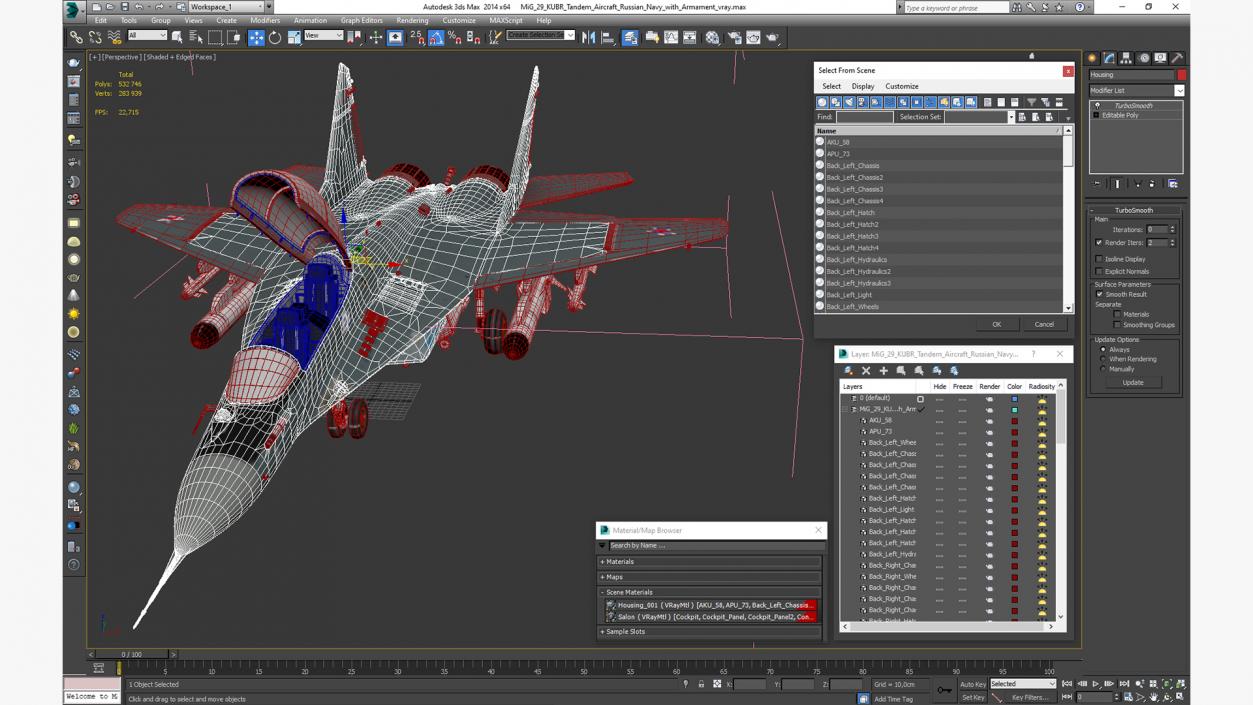 MiG 29 KUBR Tandem Aircraft Russian Navy with Armament 3D model