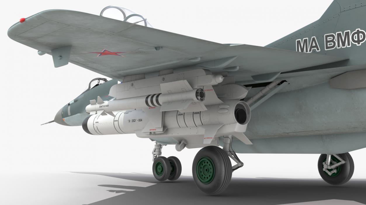 MiG 29 KUBR Tandem Aircraft Russian Navy with Armament 3D model