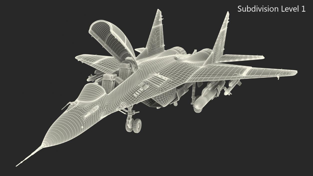 MiG 29 KUBR Tandem Aircraft Russian Navy with Armament 3D model