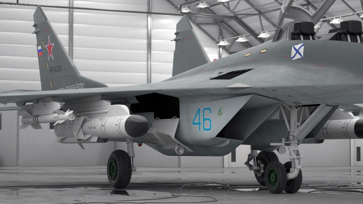 MiG 29 KUBR Tandem Aircraft Russian Navy with Armament 3D model