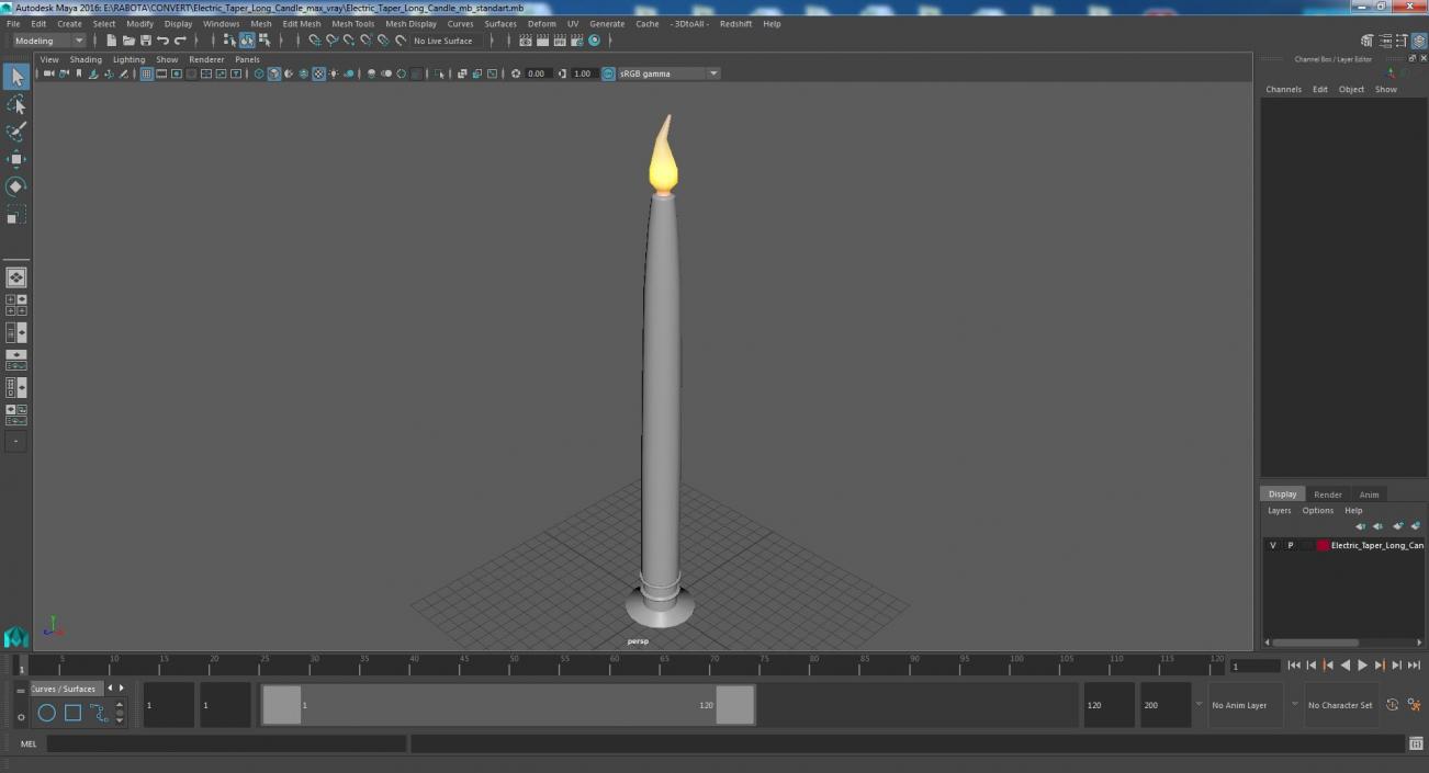 3D Electric Taper Long Candle